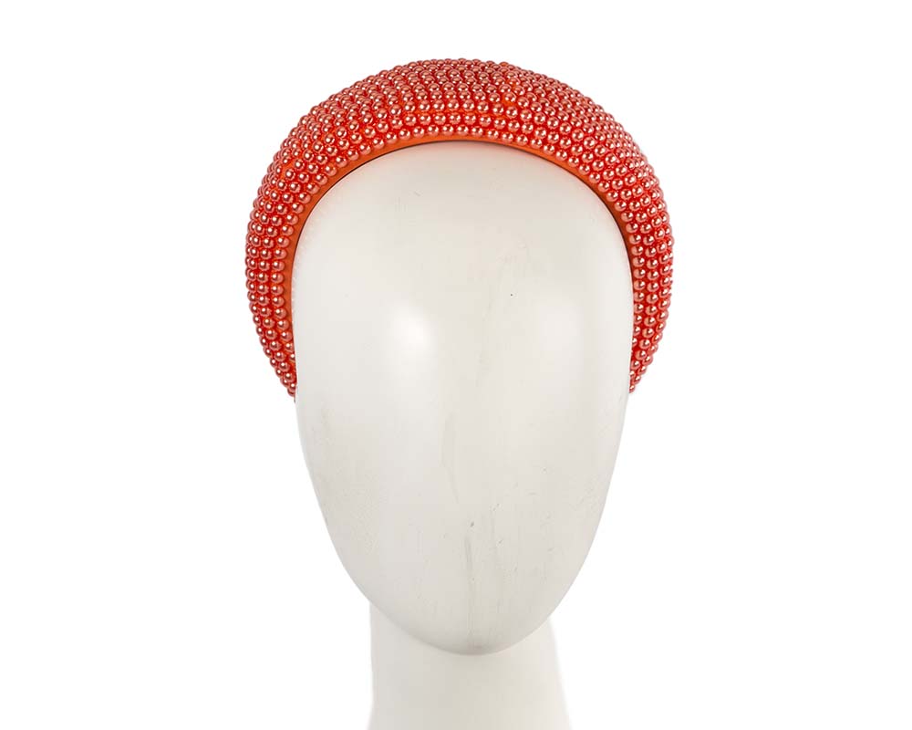 Orange pearl fascinator headband by Cupids Millinery